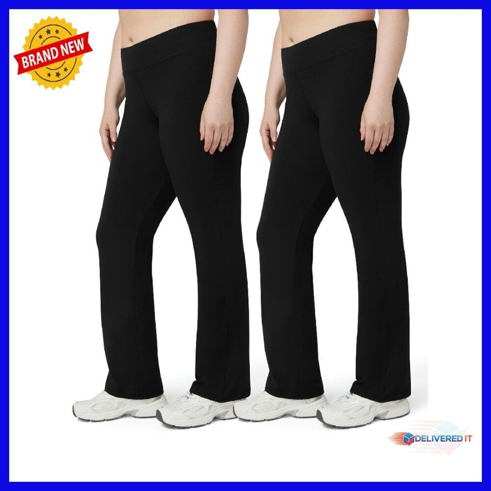Flared Yoga Pants Cotton Blend Wide Waistband 32.5” Inseam